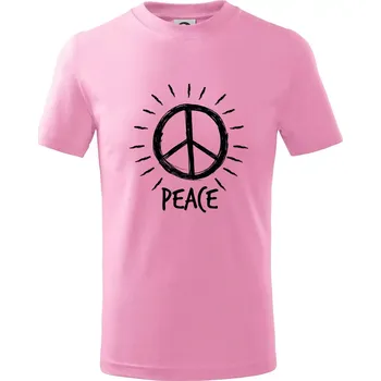 Peace symbol černobílý - Tričko dětské bavlněné - 98 cm / 2 roky ( Růžová )