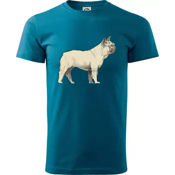 Vintage French bulldog - Klasické pánské triko vyšší gramáže - S ( Petrolejová )