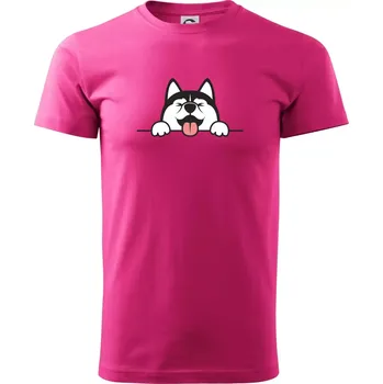 Pánské tričko Husky veselý - Klasické pánské triko vyšší gramáže - 4XL ( Purpurová )