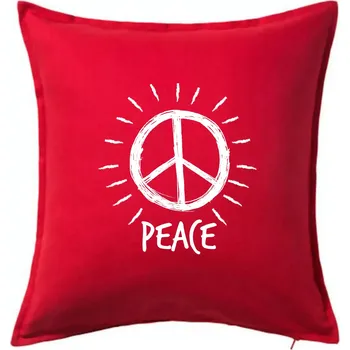Polštář Peace symbol černobílý - Polštář 50x50 - 50x50 - Pouze potah ( Červená )