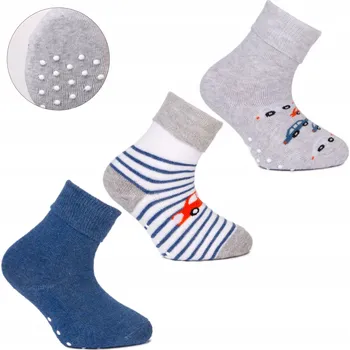 Dětské ABS Ponožky MORAJ autíčka 3 páry 19-20