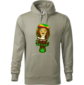 Pánská mikina Reggae lev - Mikina pánská Cape s kapucí - 5XL ( Light khaki )