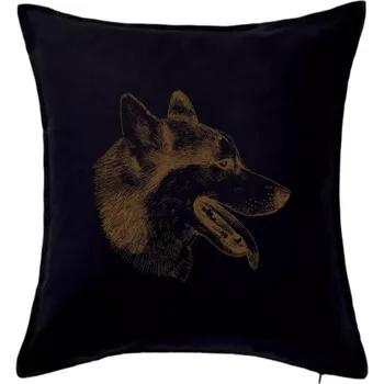 Polštář Husky - hlava z boku - Polštář 50x50 - 50x50 - Pouze potah ( Černá )