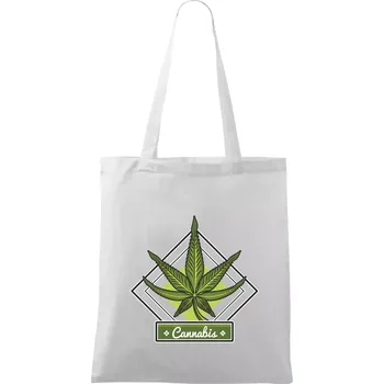 Cannabis list kosočtverec - Taška bavlněná - 42 x 38 cm ( Bílá )