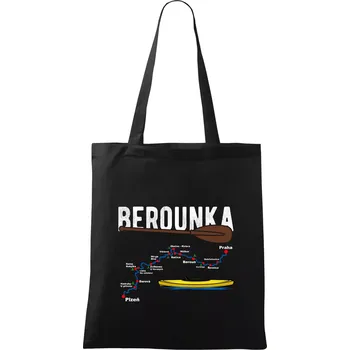 Nákupní taška Mapa řeky Berounky - Taška bavlněná - 42 x 38 cm ( Černá )