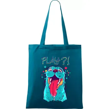 Pes - Play?! - Taška bavlněná - 42 x 38 cm ( Petrolejová )