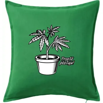 Polštář Konopi prostě pěstuju - Polštář 50x50 - 50x50 - Pouze potah ( Středně zelená )