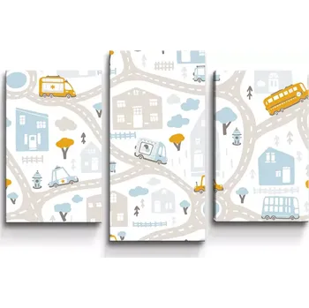 Obraz Sablio Obraz - 3-dílný Cestičky s dopravou - 75x50 cm