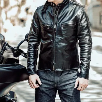 Moto bunda Leather Fashion Klasická motorkářská bunda z koňské kůže v úzkém střihu Barva: Černá, Velikost: L