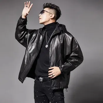 Moto bunda Leather Fashion Motorkářská bunda z olejované jehněčí kůže s kapucí Barva: Černá, Velikost: L
