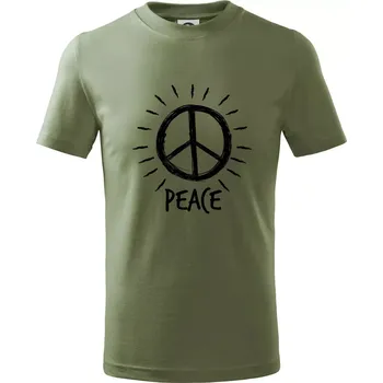 Peace symbol černobílý - Tričko dětské bavlněné - 146 cm/10 let ( Khaki )