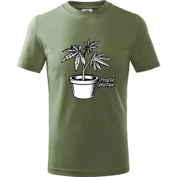 Dětská móda Konopi prostě pěstuju - Tričko dětské bavlněné - 98 cm / 2 roky ( Khaki )