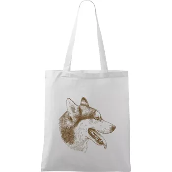 Nákupní taška Husky - hlava z boku - Taška bavlněná - 42 x 38 cm ( Bílá )