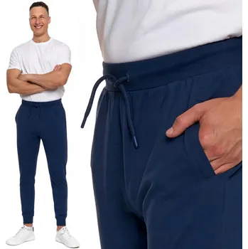 Pánské bavlněné tepláky MORAJ s kapsami, na zavazování, tmavě modré 4XL