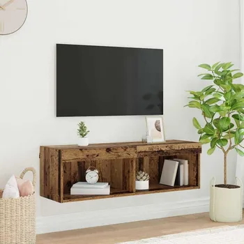 Televizní stolek vidaXL Sestava TV skříněk Nástěnný Staré dřevo 100 x 30 x 30 cm