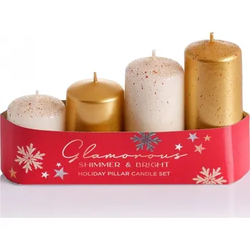 Svíčka Adventní svíčka – zlatobílý mix / 4 ks / 50 × 55–100 mm
