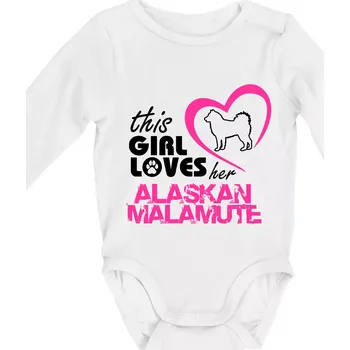 This Girl Loves her Alaskan Malamute - Body kojenecké s dlouhým rukávem - Dlouhý r. do 3 měs ( Bílá )