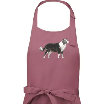 Kuchyňská zástěra Border kolie kreslená - Pánská zástěra na vaření - Univerzální velikost ( Starorůžová )