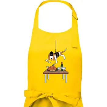 Kuchyňská zástěra Malý zloděj - baset (Hana-creative) - Pánská zástěra na vaření - Univerzální velikost ( Žlutá )