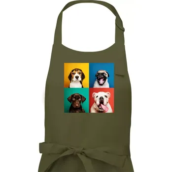 Kuchyňská zástěra Psi štěňata koláž - Pánská zástěra na vaření - Univerzální velikost ( Khaki )