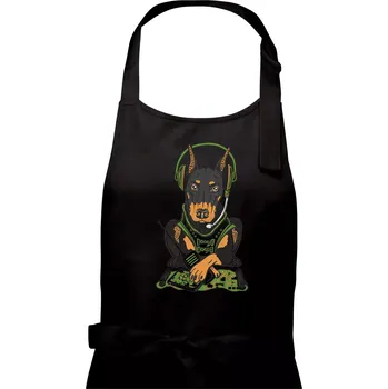 Kuchyňská zástěra Bojový dobrman (Pecka design) - Pánská zástěra na vaření - Univerzální velikost ( Černá )