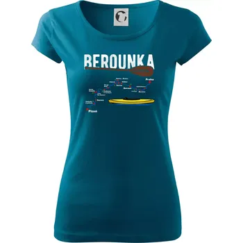 Dámské tričko Mapa řeky Berounky - Dámské triko Pure - M ( Petrolejová )