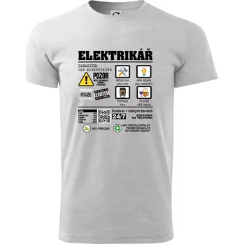 Profese - informace o produktu - elektrikář - Triko extra velké (5-8XL) - 8XL ( Světlešedý Melír )