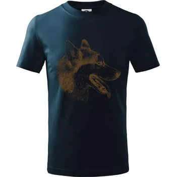 Chlapecké tričko Husky - hlava z boku - Tričko dětské bavlněné - 98 cm / 2 roky ( Námořní modrá (velmi tmavá - téměř černá) )