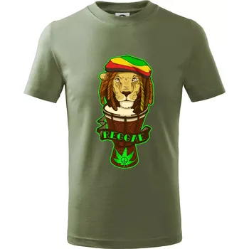 Chlapecké oblečení Reggae lev - Tričko dětské bavlněné - 122 cm/6 let ( Khaki )