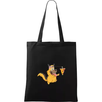 Nákupní taška Pes s pizzou - Taška bavlněná - 42 x 38 cm ( Černá )