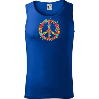 Peace symbol červené květiny - Tílko pánské Core - XL ( Královská modrá )