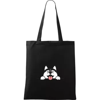 Nákupní taška Husky veselý - Taška bavlněná - 42 x 38 cm ( Černá )