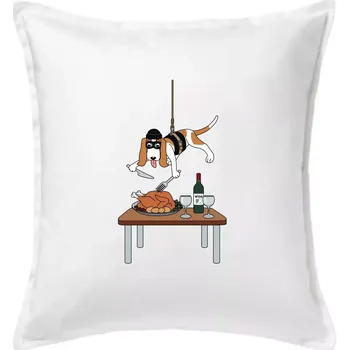 Polštář Malý zloděj - baset (Hana-creative) - Polštář 50x50 - 50x50 - Pouze potah ( Bílá )