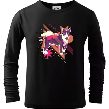 Chlapecké tričko Pes abstrakce fialový - Triko dětské Long Sleeve - 122 cm/6 let ( Černá )
