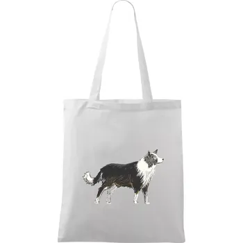 Border kolie kreslená - Taška bavlněná - 42 x 38 cm ( Bílá )