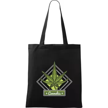 Nákupní taška Cannabis list kosočtverec - Taška bavlněná - 42 x 38 cm ( Černá )