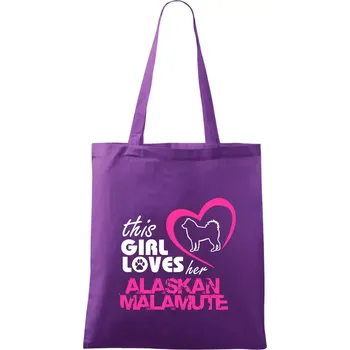 This Girl Loves her Alaskan Malamute - Taška bavlněná - 42 x 38 cm ( Fialová )