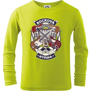 Chlapecké oblečení Rocková hvězda - Triko dětské Long Sleeve - 122 cm/6 let ( Limetková )
