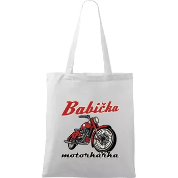 Babička motorkářka - Taška bavlněná - 42 x 38 cm ( Bílá )