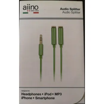 Audio kabel Audio rozbočovač - zelený, 3,5 mm jack samec / 2x 3,5 mm jack samice