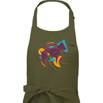 Kuchyňská zástěra Pes abstrakce hubený - Dámská zástěra na vaření - Univerzální velikost ( Khaki )