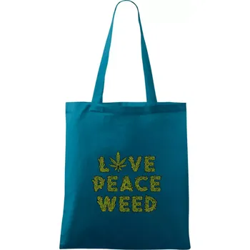 Love peace weed - Taška bavlněná - 42 x 38 cm ( Petrolejová )