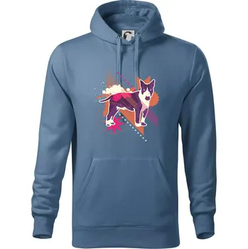 Pánská mikina Pes abstrakce fialový - Mikina pánská Cape s kapucí - S ( Denim )