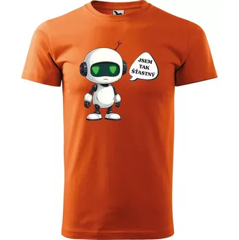 Pánské tričko Sablio Tričko s potiskem Šťastný robot - oranžové L