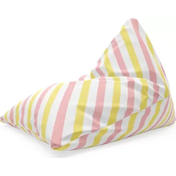 Sedací pytel Sablio Sedací vak Triangl Růžové a žluté pruhy: 120 x 100 x 100 cm