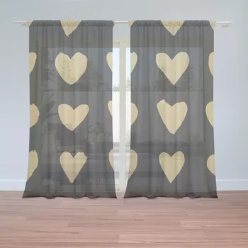 Záclona Sablio Záclony Zlatá srdíčka: 2ks 150x250cm