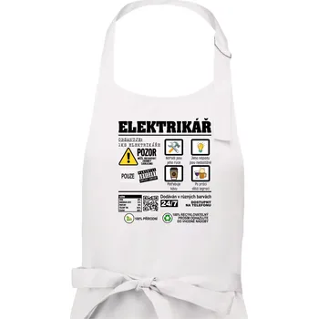 Kuchyňská zástěra Profese - informace o produktu - elektrikář - Dámská zástěra na vaření - Univerzální velikost ( Bílá )