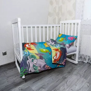 Povlečení Sablio Mikroplyšové dětské povlečení do postýlky Podmořský svět 2 - 120x90 / 40x60