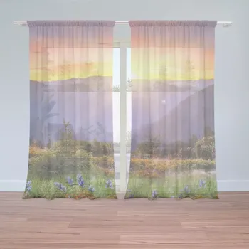 Záclona Sablio Záclony Západ slunce nad lesem: 2ks 150x250cm
