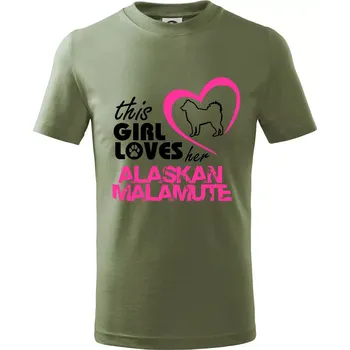 Chlapecké tričko This Girl Loves her Alaskan Malamute - Tričko dětské bavlněné - 104-110cm / 3-4 roky ( Khaki )
